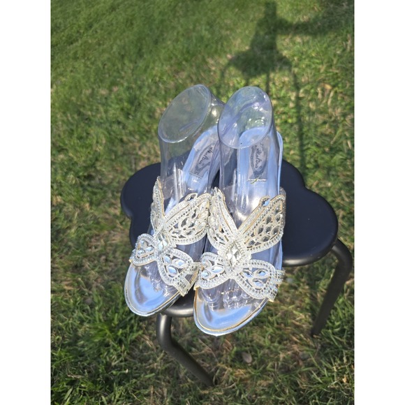 Italina by Summer Cutout Rhinestone Slide Sandals Mule Size 8 - Picture 5 of 12